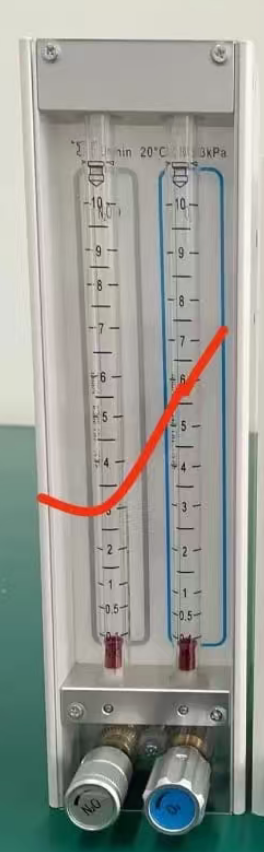 2 tubes flowmeter for anesthesia machine